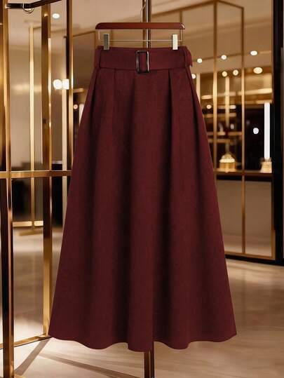 GlowEve 标准尺寸女士优雅腰带设计 A 字裙，秋冬