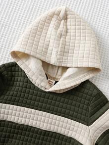 Cozy Pixies Sudadera con capucha de manga larga suave de jacquard decorativa para bebé niño, suéter de bebé niño para otoño e invierno en beige y verde - Verde militar - Ver 4
