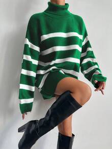 EURMUSE Women'S Oversized Turtleneck Batwing Long Sleeve Long Sweater - Green - View 4
