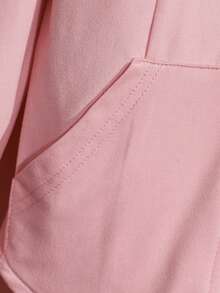 SHEIN 青少年女孩蝴蝶印花拉链连帽衫和阔腿裤休闲装，秋季 - 粉色 - 查看 5