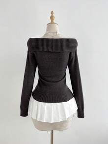 Elamini 女士时尚性感休闲不对称下摆单排扣开衫，秋冬