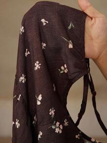 Wildy 女式碎花单排扣休闲无袖中长连衣裙，度假风格女式夏装