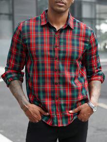Manfinity CasualCool Herren kariertes Langarm-Lässig hemd mit Knopfleiste, Weihnachten - Verschiedenfarbig - Übersicht 1