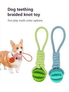 1pc Dog Braided Rope Knot Toys Ball With Handle, Chew Durable Toy Ball For Chew Training Pull Throw Toy Tug Of War Toy Dogs Fetch Toy - Multicolor - View 4