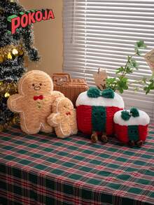Christmas Throw Pillows Xmas Tree Gingerbread Man Snowflake Pillow Stripe Candy Cane Peppermint Shape Cushion Christmas Decoration For Home Sofa Bed Couch Party(30cm/11.8inch) - Multicolor - View 3