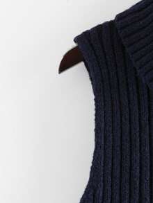 GlowEve 女士休闲日常通勤简约纯色高领金属纽扣装饰无袖毛衣背心，秋冬