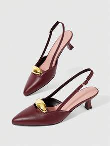 Sleekvia Women's Fashion Versatile Pointed Toe High Heel Pumps - Burgundy - View 2
