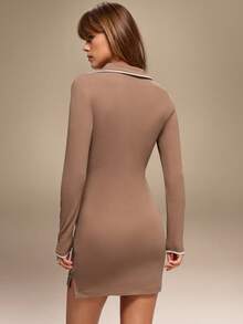 Hanevo Women's Solid Color Regular Shoulder Long Sleeve Casual Fitted Elegant Dress - Multicolor - View 2