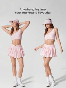 GLOWMODE Cool It Lightweight Adjustable Sun Proof Cool Touch Sweat Wicking Wide Brim Sun Visor Gym Workout Hike Beach Pool Holiday Vacation Getaway Daily Active Wear - Baby Pink - View 6