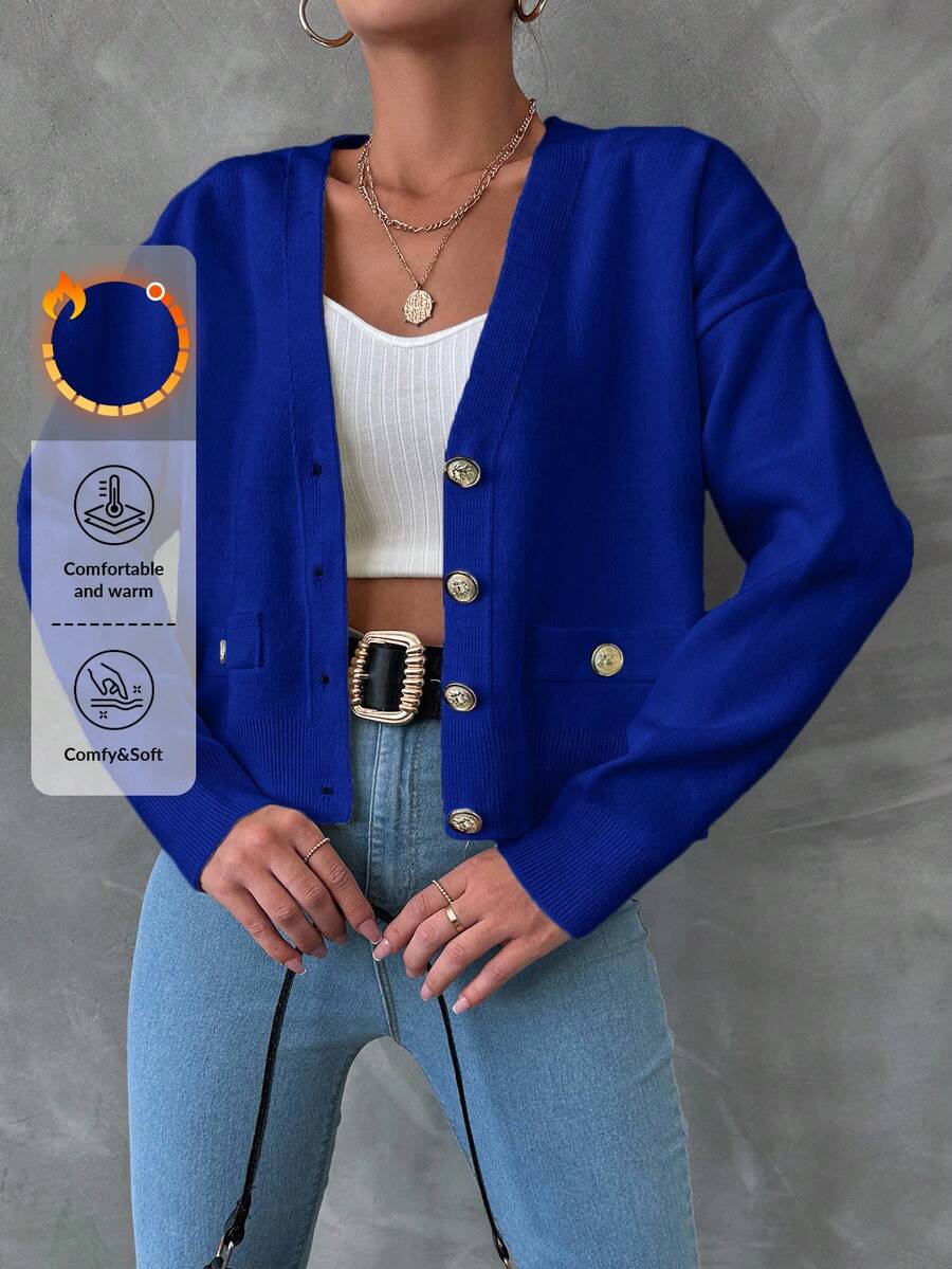 EURMUSE 女士休闲纯色落肩开衫，春季和秋季