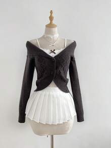 Elamini 女士时尚性感休闲不对称下摆单排扣开衫，秋冬