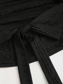 Sweetra Bộ 2 món áo ba lỗ trơn màu thường ngày và chân váy ngắn cho nữ - màu đen - Xem 5