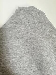 SHEIN EZwear 休闲简约街头风格复古汽车印花不对称领口拼接女式运动衫 - 灰色 - 查看 5