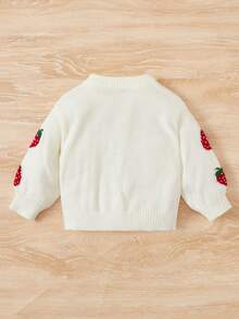 SHEIN Baby Girl Strawberry Pattern Jumper - White - View 6