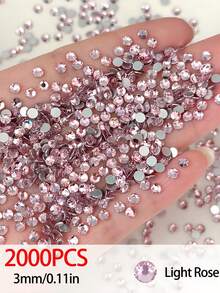 2000 viên đá giả nhựa màu hồng nhạt, kích thước 3-6mm, dạng tròn, dùng làm phụ kiện giày dép, quần áo, mỹ phẩm, túi xách, đồ trang trí - Bột nhẹ - Xem 8