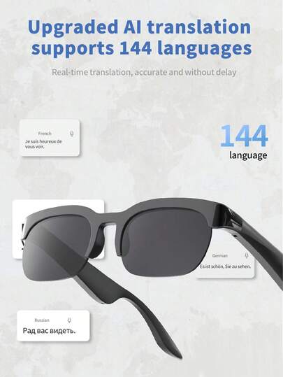 Teckwe Multilingual AI Bluetooth Translation Glasses: Support Real-Time Conversion Of Over 20 Languages, Bluetooth HD Calls, A Must-Have For Smooth Communication During Trips
HD Call AI Translation Glasses: Fast Bluetooth Pairing, Accurate And Smooth Voice Translation, Essential For Business/Travel