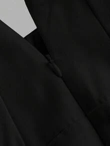 SHEIN 青少年女孩休闲时尚舒适高腰阔腿直筒裤，适合日常穿着，黑色 - 黑色 - 查看 5