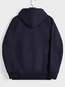 EURMUSE Sudadera con capucha y cremallera sin camiseta para hombres de algodón con cordón ajustable - Azul Marino - Ver 2