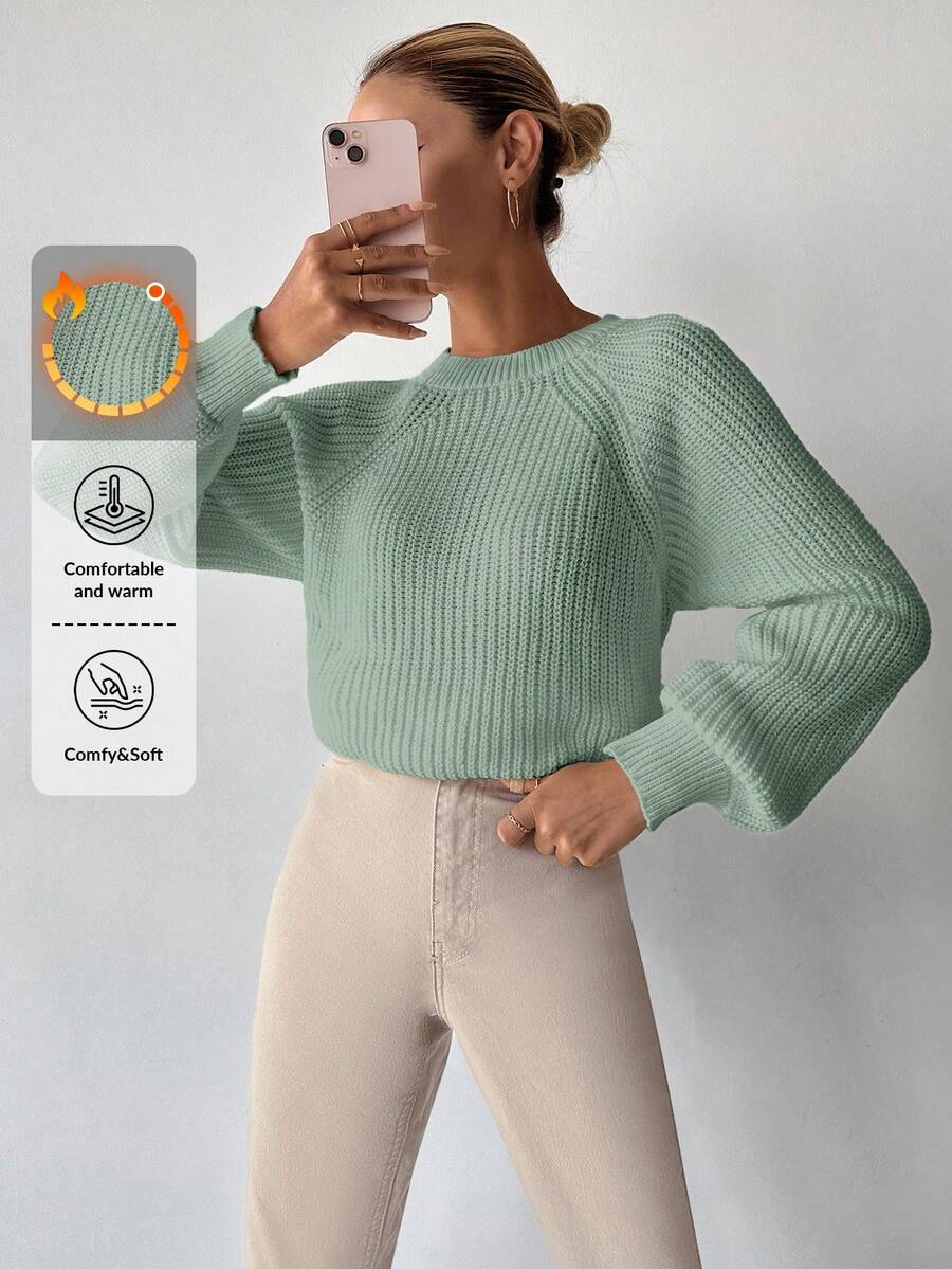 EURMUSE Sudadera Con Mangas Raglán Y Cuello Redondo - verde menta - Ver 1
