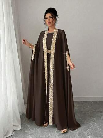 Rafferiza 2-delat elegant set med festband och klänning för kvinnor