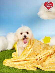 Care Bears X PETSIN 1件装宠物猫狗通用黄色小熊可爱图案印花毛绒保暖四季通用狗毯 - 黃色 - 查看 2