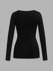 Attitoon 朋克翅膀交叉图案V领长袖T恤，女款，Y2K风格，街头复古风，返校季，怀旧风，秋季，度假休闲，秋冬，嘻哈，核心美学，哥特式赛博朋克，辣妹风 - 白色 - 查看 3