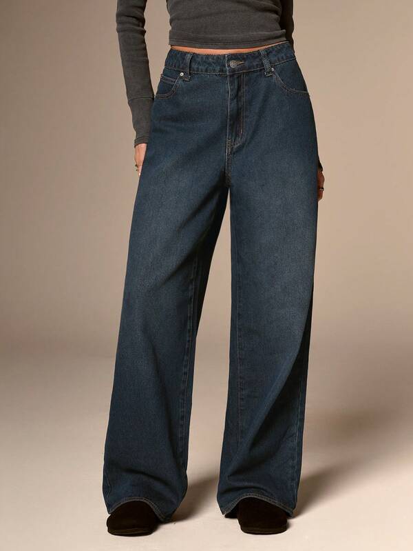 Avantive Jeans larges à taille basse, décontractés et polyvalents pour le quotidien et les trajets, pour femmes