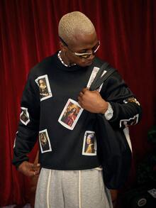 PAVTROS Manfinity Streetrush 男士街头风流行INS同款，男士街头风流行INS同款仿生迷彩印花Pavtros 3D刺绣户外音乐节夜店男友/老公礼物周年纪念礼物迷彩短款套头卫衣，街头服饰，运动套装，保暖冬季，圣诞节扑克牌图案男士印花长袖卫衣 - 彩色 - 查看 2