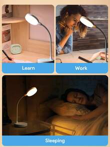 Teckwe Table Lamp,Round-Shaped LED Desk Lamp,Dimmable Office Lamp,3-Color Adjustable For Bedroom Office College Dorm Usb Powered Table Lamp (Not Rechargeable)