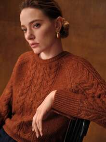 MOTF PREMIUM WOOL CABLE KNIT ROUND NECK LONG SLEEVE SWEATER