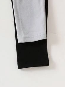 SHEIN 女童简约黑白羊毛长袖上衣和裤子四件套睡衣套装，秋冬 - 彩色 - 查看 8