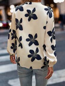 EMERY ROSE Plus Size Women Casual Printed Contrast Color Long Sleeve Shirt - Multicolor - View 2