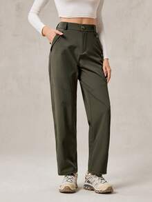 OutZeal Women Water-Resistant Multi Pockets Straight Leg Outdoor Pants Hiking Camping Fall - Army Green - View 6