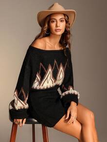 Chiquease Women's Holiday Party Elegant 2 Pieces Sweater Set, Long Sleeve Knitted Two Piece Outfit Long Sleeve Two Piece Set Two Piece Set Women Skirt Crop Sweater Women Sweater Dresses Winter Clothes For Women  Winter Clothes  Brown Skirt  Brown Sweater - Multicolor - View 4