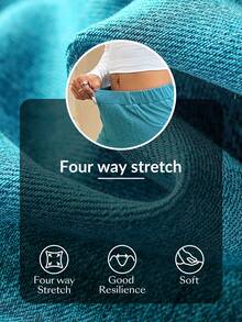 Flexra Quần jean ống rộng màu trơn thường ngày dành cho nữ - Màu xanh bụi bặm - Xem 8