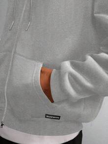 Sudadera con cremallera para hombres SUMWON, sudadera con capucha con cremallera para hombre, diseño de punto exquisito, ideal para uso casual, deportes y exploración urbana sencilla - Gris - Ver 4