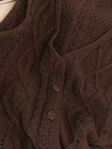 Franclia 复古花卉印花多层灰色运动衫，秋冬 - 咖啡棕 - 查看 4