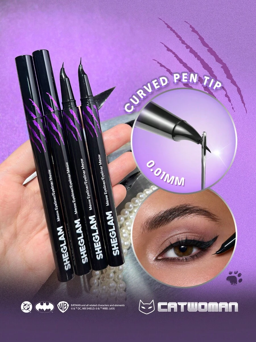 CATWOMAN™ | SHEGLAM Meow 眼線 品牌 美容 化妝 化妝品 適合女性與女孩 完美搭配夏季春季 Y2K 時尚 流行 生日 母親節禮物 假期 派對準備就緒 最佳顏色 - 黑色 - 查看 1