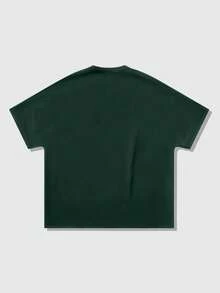 ROMWE MEN Goth 男士休闲骷髅印花短袖T恤，夏季 - 綠色 - 查看 2