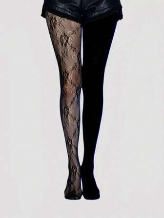 Goth 1 pezzo Collant/Leggings/Pantaloni attillati asimmetrici e sexy ad alta elasticità per donna