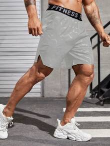 Gym Rark 男士纯色运动短裤，夏季时尚，男士健身短裤，男士跑步短裤，速干健身短裤，轻便透气 - 淺灰色 - 查看 3