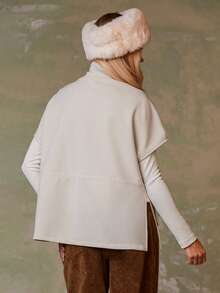 Athîral 女式休闲实用口袋拉链抽绳夹克 - 米色 - 查看 5