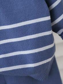 Souflis Souflis Toddler Boys' Casual Cute Striped Knit Sweater Long Sleeve Set, Autumn/Winter Autumn And Winter Two Piece Suit Blue Vintage Baby Boy Outfit Sapphire Suit For Baby Boy Knitted Baby Boy Blue Outfit Longsleeve Baby Boy Winter Clothes Long Sleeve Baby Boy Knitted Set Baby Outfits Unisex For Fall Baby Boy Clothes Long Sleeve Neutral Baby Clothes Baby Knit Outfit Knit Two Piece Toddler Baby Sweater Set Baby Boy Sweater Set Winter Baby Outfits - Dusty Blue - View 4