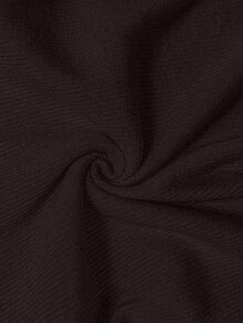 Plus Size Women Casual Everyday Commute Simple Solid Color High Neck Fitted Pullover Sweater, Autumn/Winter - Coffee Brown - View 6