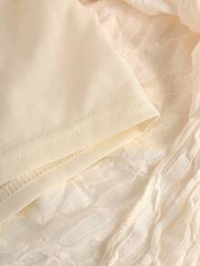 Girlism Tween Girls Spring/Summer T-Shirt Co-Ords - Apricot Jacquard Knit Cami Top With Ruffle Hem And A-Line Cake Skirt With Shorts