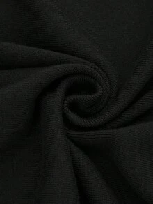 SHEIN Clasi Plus Size Solid Color Knit Casual Dress, Autumn/Winter - Black - View 6