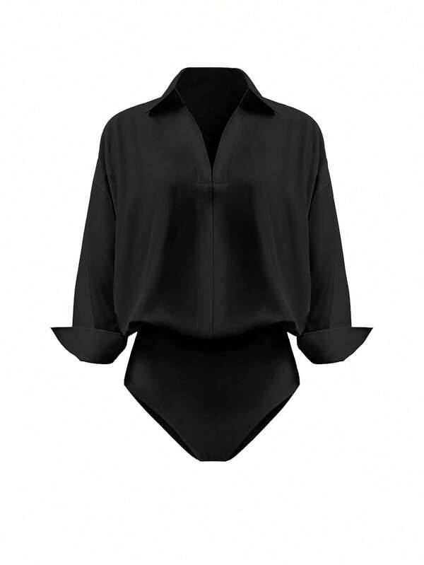 INAWLY Body tinta unita casual taglie forti