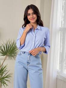 Camicia casual a righe con maniche lunghe per ragazze adolescenti