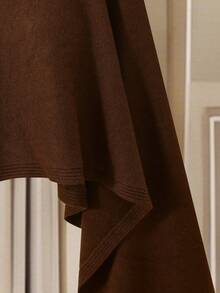 Modelyn Women's Turtleneck Poncho Sweater For Winter - Brown - View 5