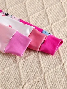 Bộ đồ ngủ 3 món cho bé gái, áo thun dài tay cổ tròn in hình thỏ dễ thương và quần dài, đồ ngủ - Nhiều màu - Xem 4